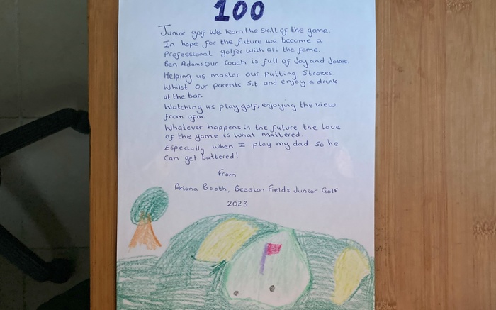 Ariana's 100 year ode to Junior Golf at Beeston